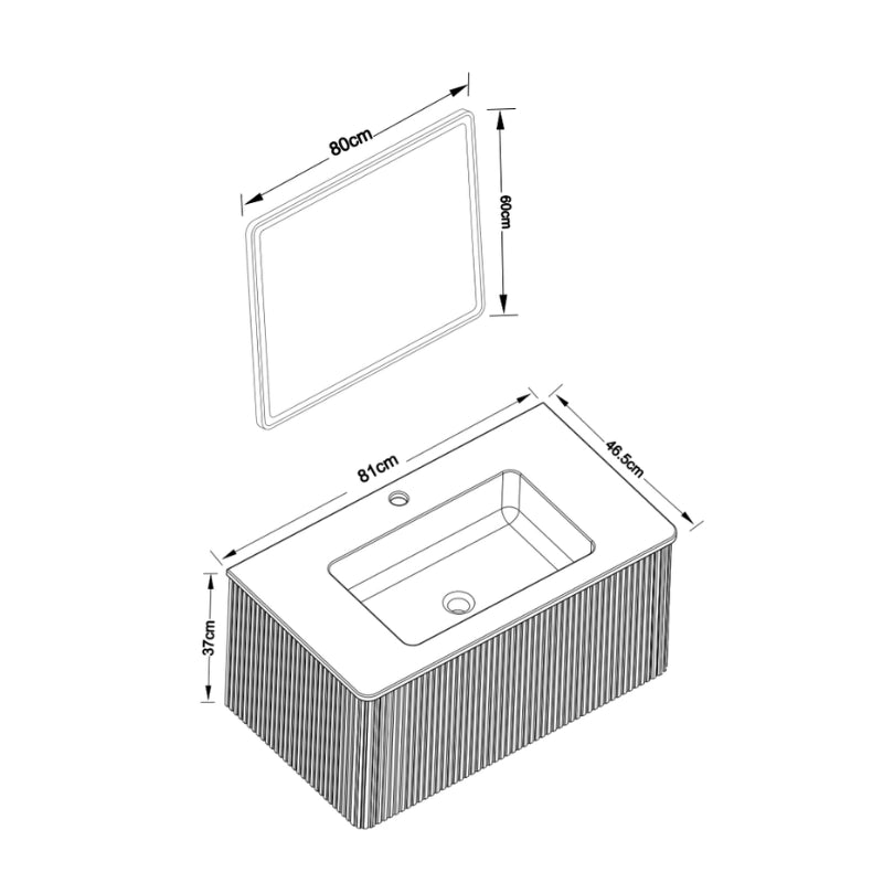Mobile bagno sospeso con lavabo integrato; 1 cassetto e specchio con luce LED e antiappannamento in MDF bianco