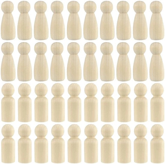 Peg Popoli in Legno Decorativi - 80 Pezzi - 65 mm - Non Finiti - Per Schilderizzare - Progetti DIY
