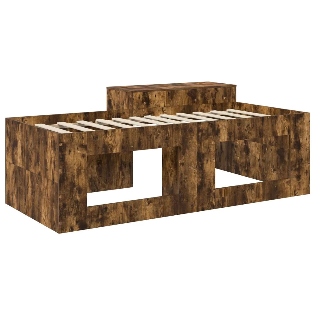 Letto alto per bambini con scrivania Rovere Fumo 80 x 200 cm