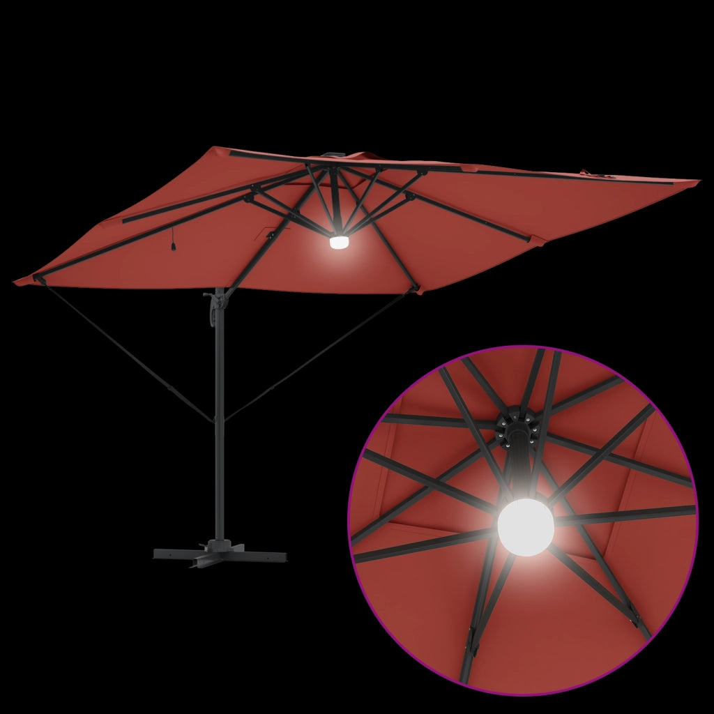 Ombrellone Roma a Sbalzo con LED Terracotta 286x285x270 cm Alluminio