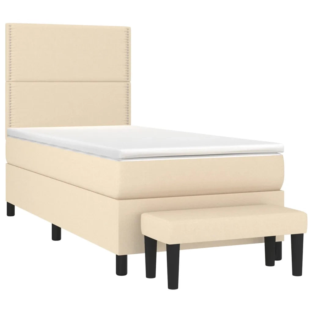 Giroletto a Molle con Materasso Crema 100x200 cm in Tessuto 3136498