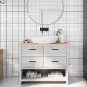 Piano Bagno 100x30x2 cm in Legno Massello Non Trattato 3156029