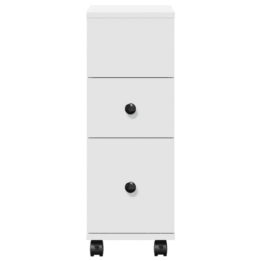 Mobile da Bagno Stretto con Ruote Bianco in Truciolato
