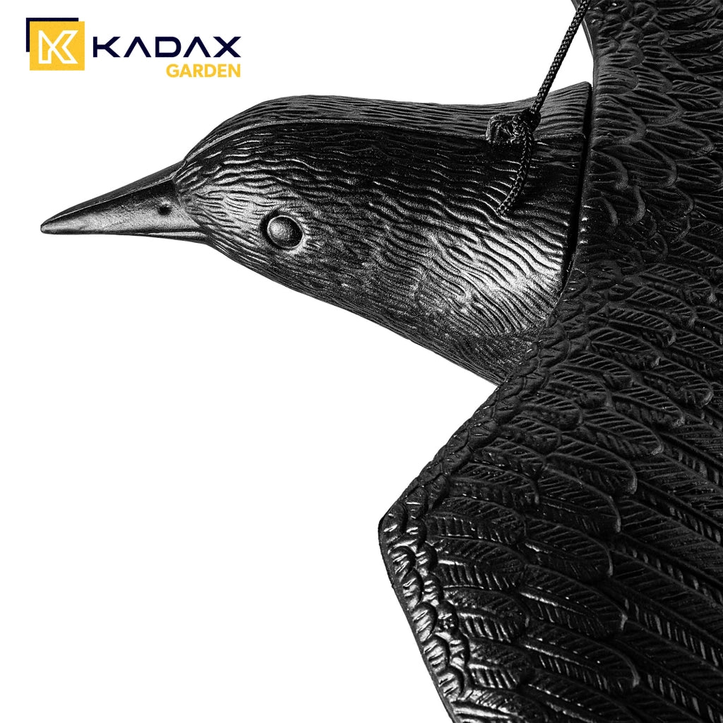 KADAX Grande spaventapasseri a forma di corvo per balconi, ideale per allontanare piccioni e storni in volo (56 cm)