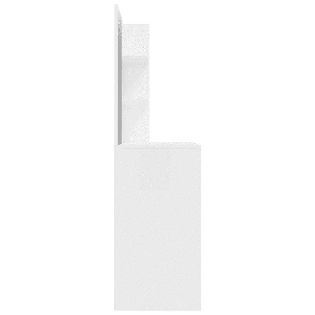 Toeletta con Specchio-Com¨°-Tavolo da trucco Bianco lucido 74,5x40x141 cm