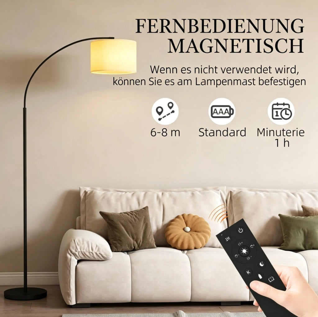 LAMPADA DA TERRA Dimmerabile 104,2x32x180,6 cm Metallo e Tessuto Nero/Crema