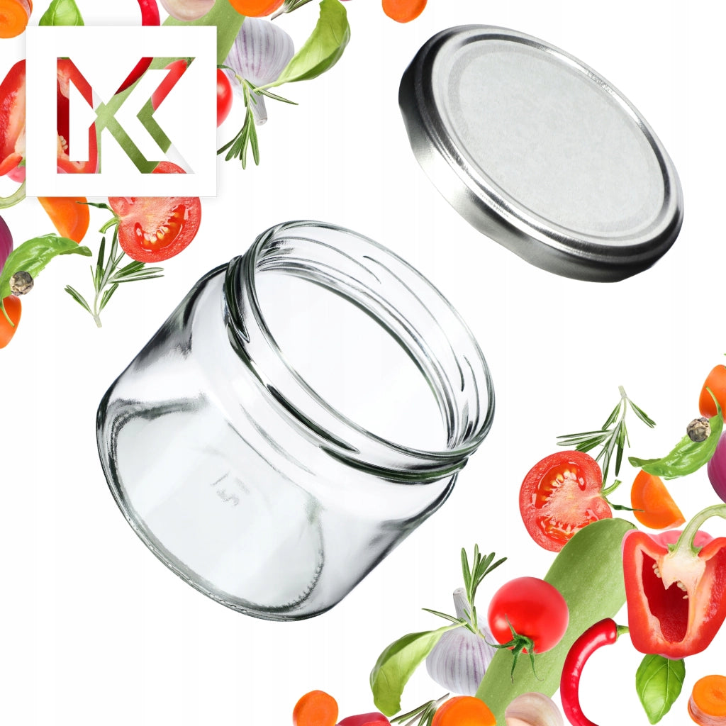 Barattoli di vetro KADAX Sonka 330 ml 10 pezzi 82 mm + coperchi argento
