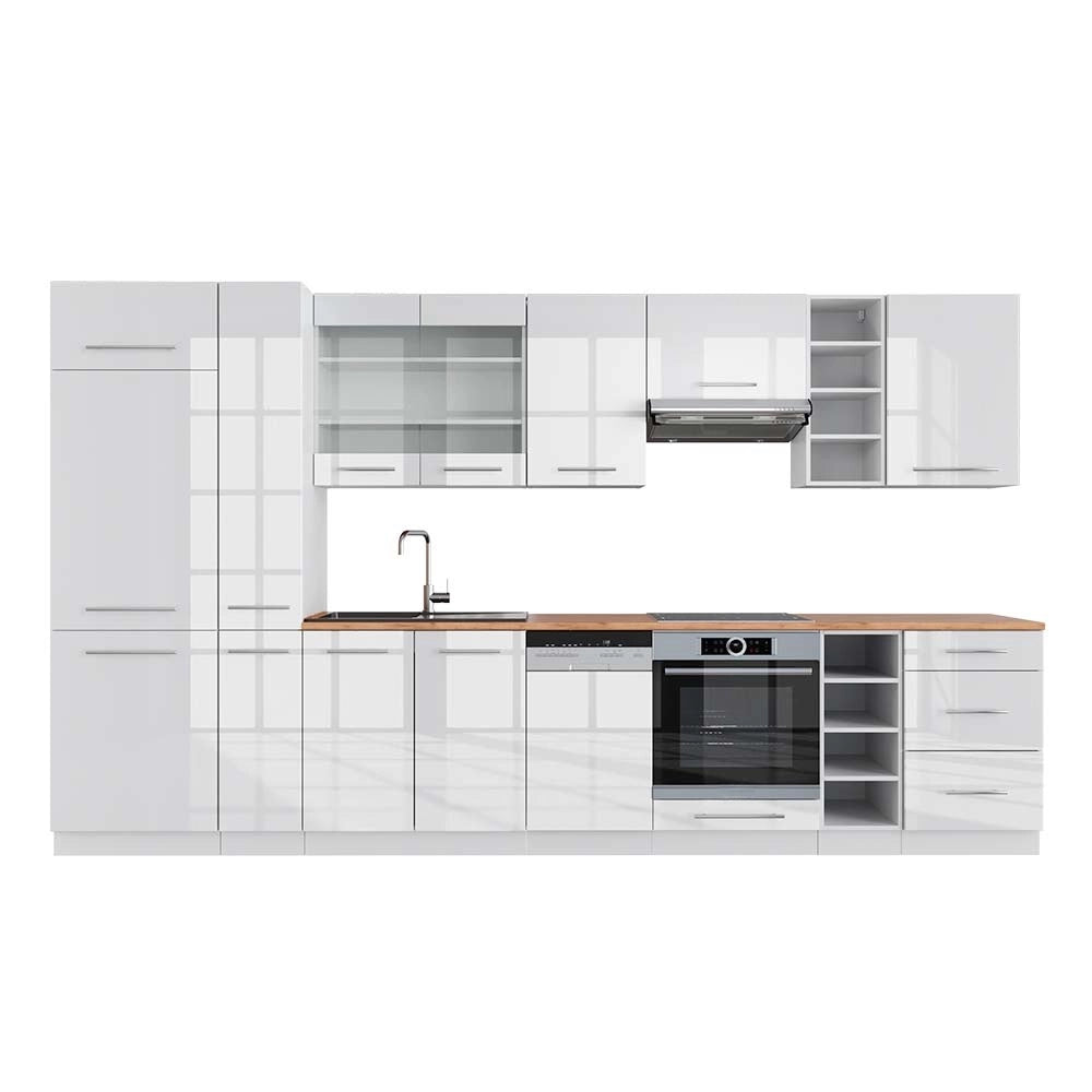 Cucina componibile Fame-Line Bianco lucido/Bianco 355 cm, PL Rovere Vicco