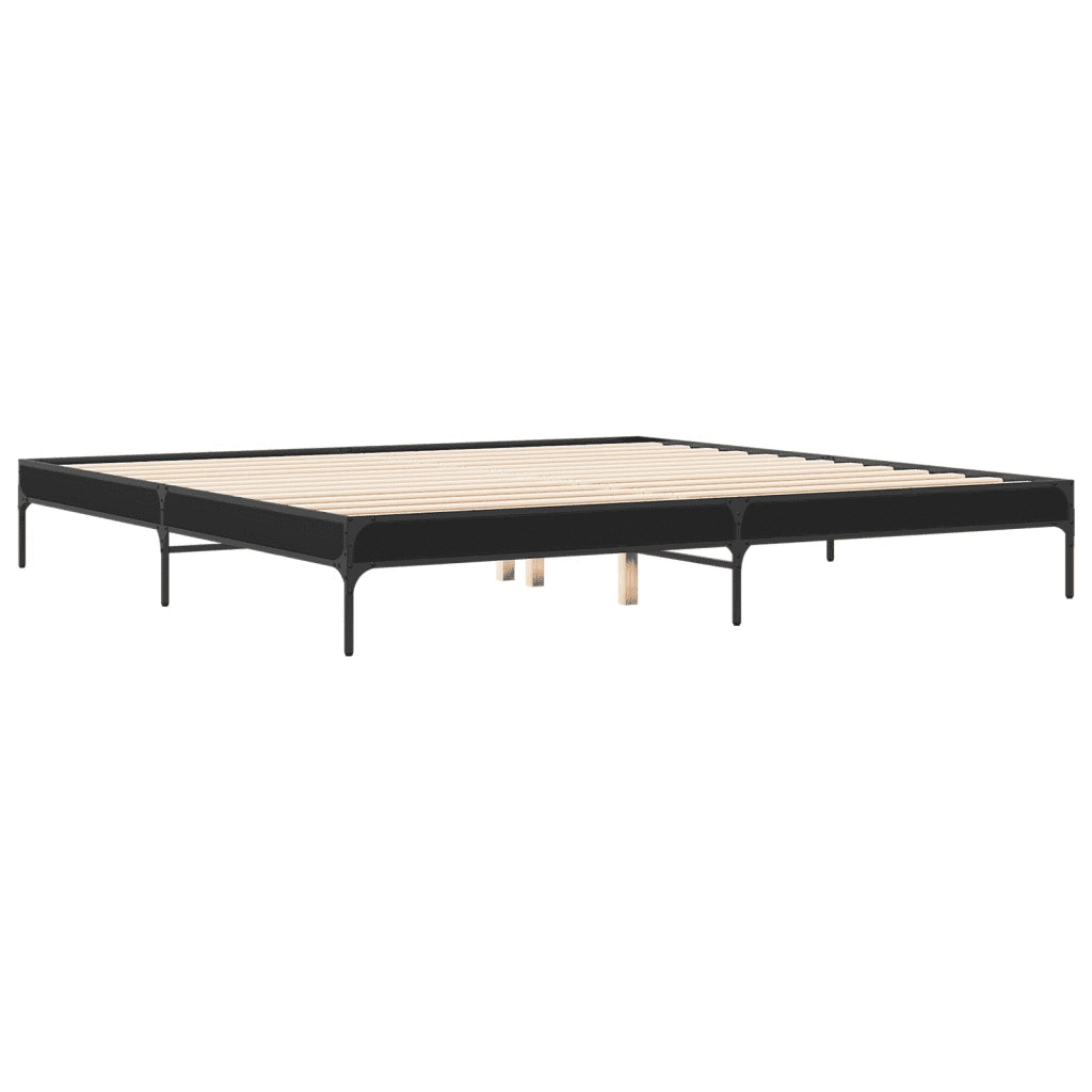 Giroletto Nero 200x200 cm in Legno Multistrato e Metallo 844996