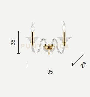 APPLIQUE TEBE 2 LUCI FUME' E CROMO ATTACCO E14 L.35CM