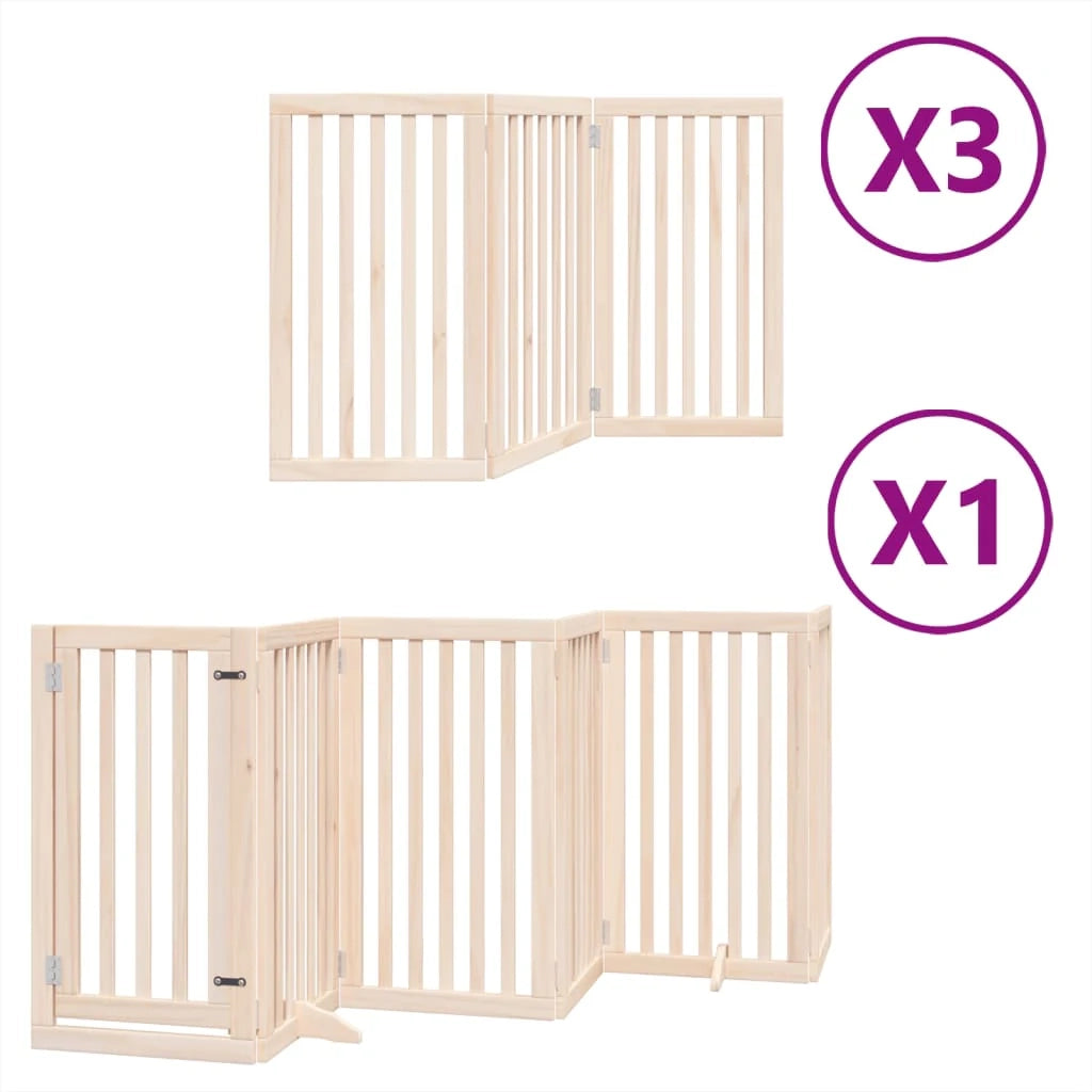 Cancelletto di sicurezza per animali domestici porta pieghevole 15 pannelli legno di pioppo marrone 02_0023200