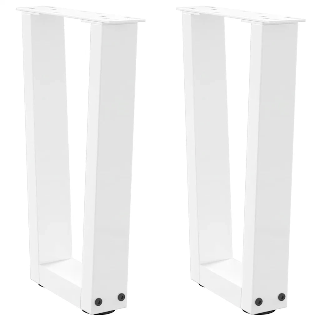 Gambe per Tavolino da CaffÃ¨ a Forma di V 2 pz Bianche 38x(42-43,3) cm Acciaio