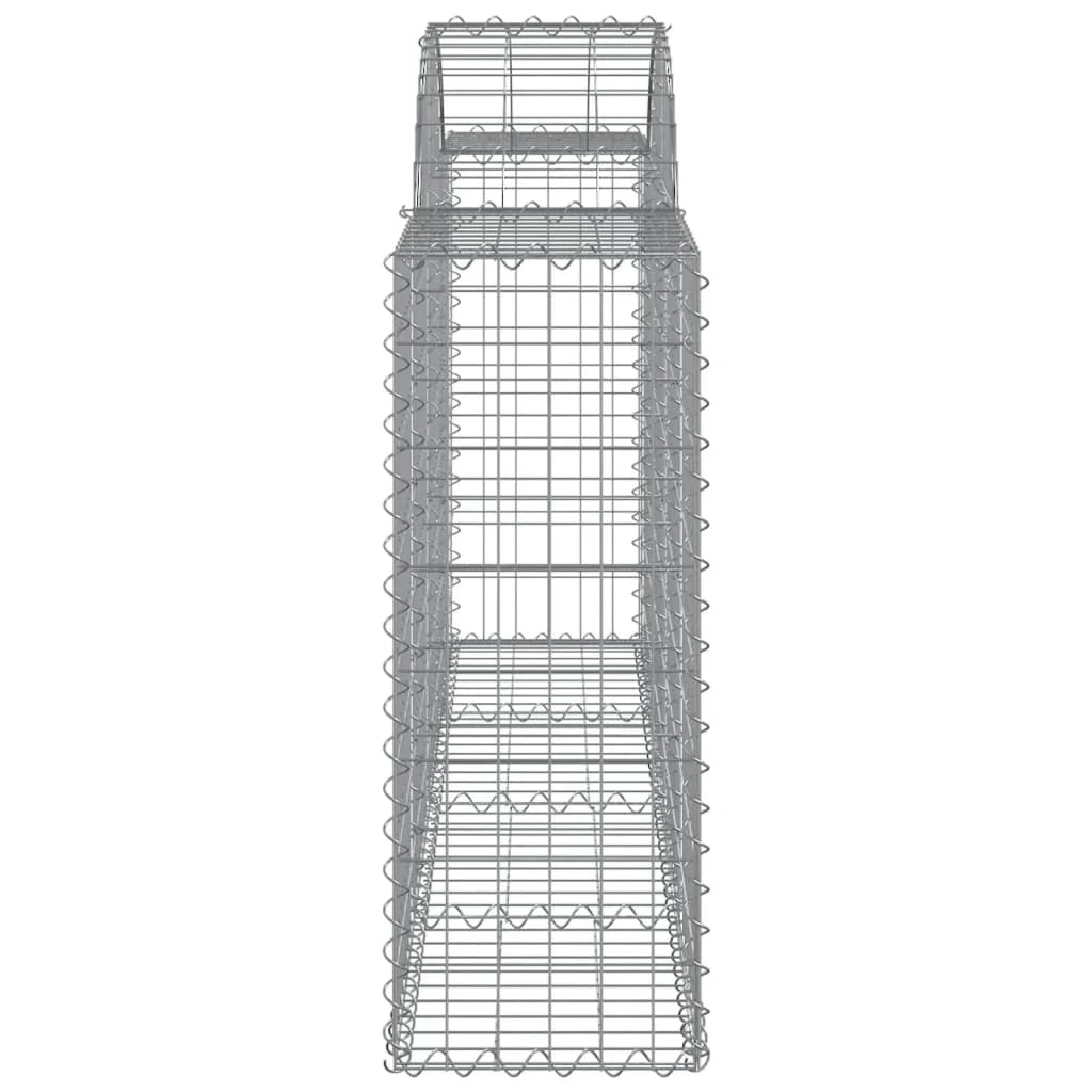 Cestini gabbioni recinzione a gabbia muro di contenimento ad arco 1 set da 4 200 x 30 x 80/100 cm ferro zincato argento 02_0040571