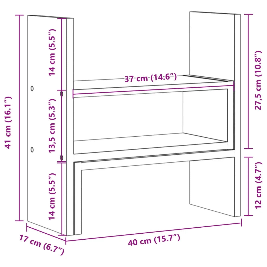 Organizer Scrivania Grigio Cemento 40x17x41 cm in Truciolato CFW7416250