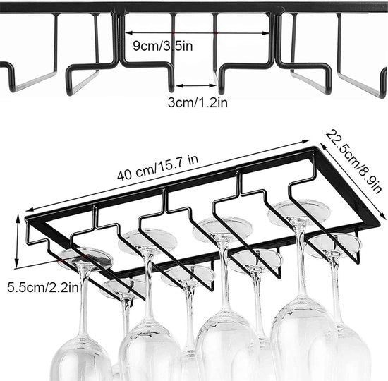 Sostegno vino appeso in legno nero - quadruplo per famiglia ristorante hotel bar - 40 x 225 cm panno bar