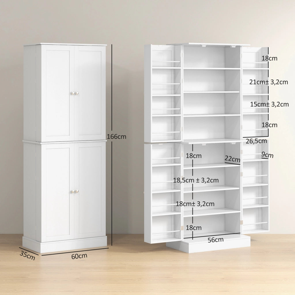 Armadio da cucina con ante, ripiani regolabili e porta spezie ¨C zephmum ¨C bianco 60x35x166 cm