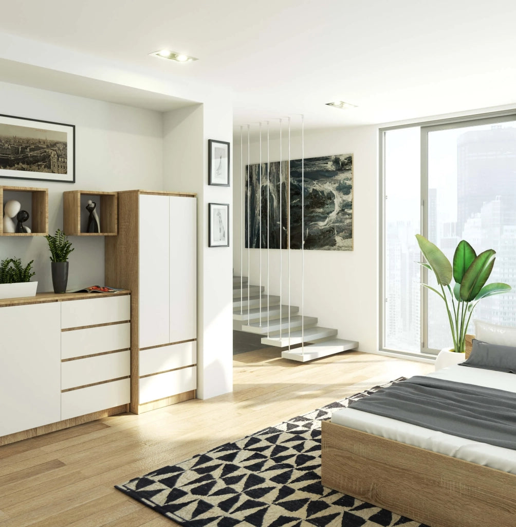Armadio AKORD S60 Sonoma Quercia 60 cm 2 ante 2 cassetti inserto frontale Bianco 60x51x180 cm