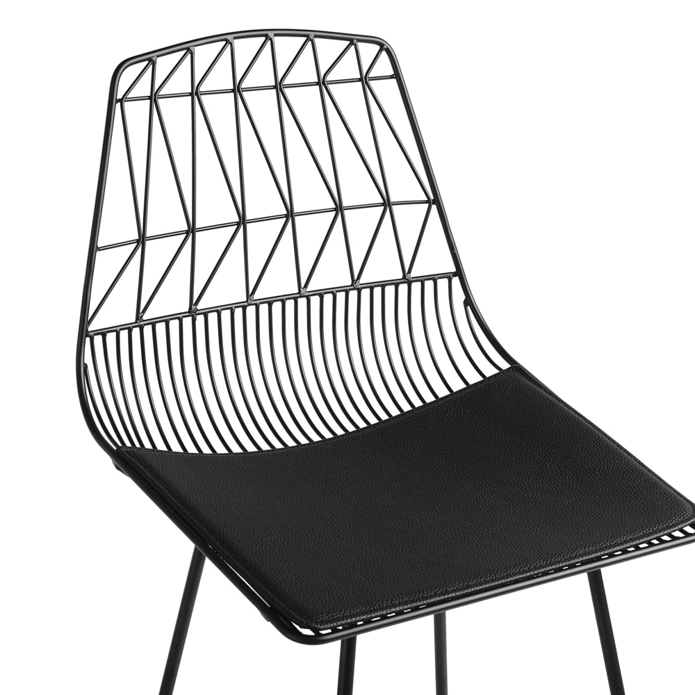 Set di 2 sedie da bar con struttura in acciaio Nero sedile in ecopelle altezza del bancone schienale a doghe design moderno