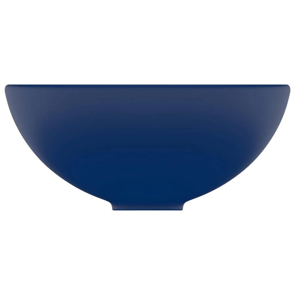 Lavabo rotondo di lusso per bagno lavabo da appoggio lavabo interno per cabina cosmetica 32,5 x 14 cm ceramica blu scuro opaco 02_0002710