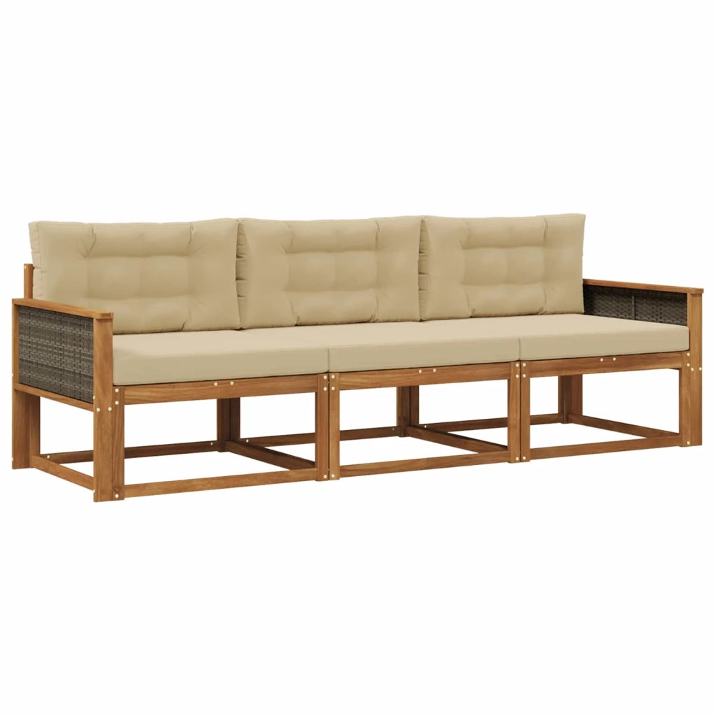 Set di divani da esterno 3 pz Naturale e Beige 3382301