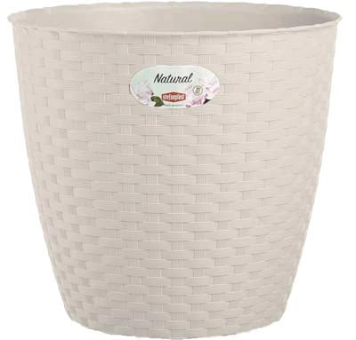 VASO RATTAN TONDO NATURAL STEFANPLAST - PP BIANCO CM 24 H.CM 22,5- 2 pezzi