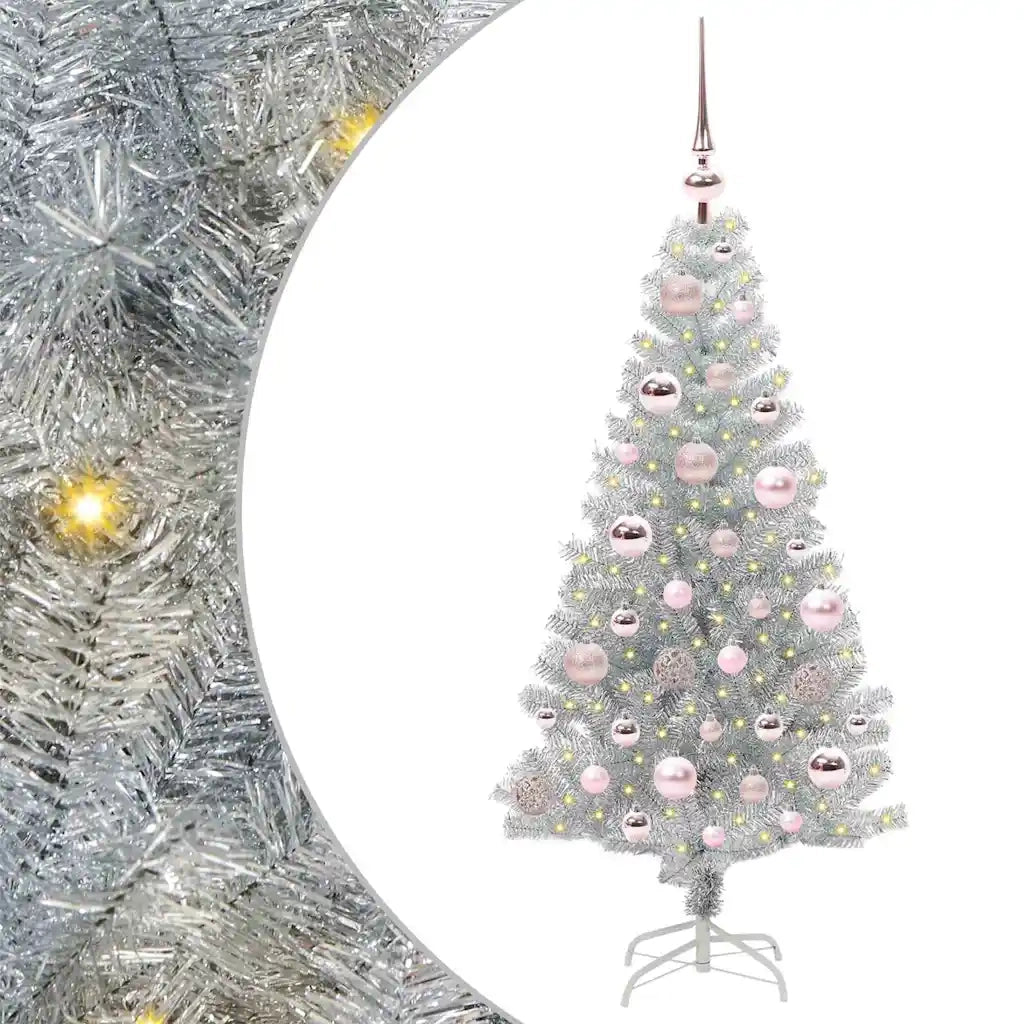 Albero di Natale con 150 LED con supporto Argento 120 cm PET 3396654