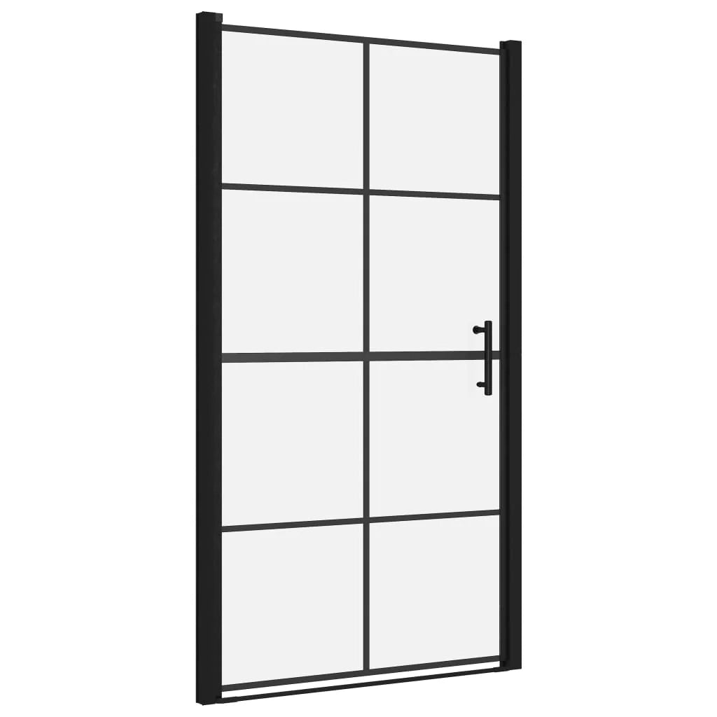 Porta doccia per bagno WC cabina doccia interno casa vetro temperato 100x178 cm nero 02_0002010