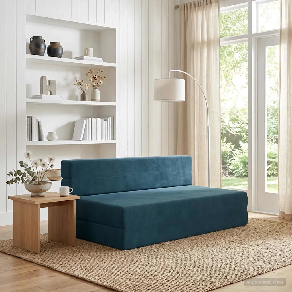 Divano Letto Pieghevole Blu 152 x 86,5 x 60 cm Tessuto 900125