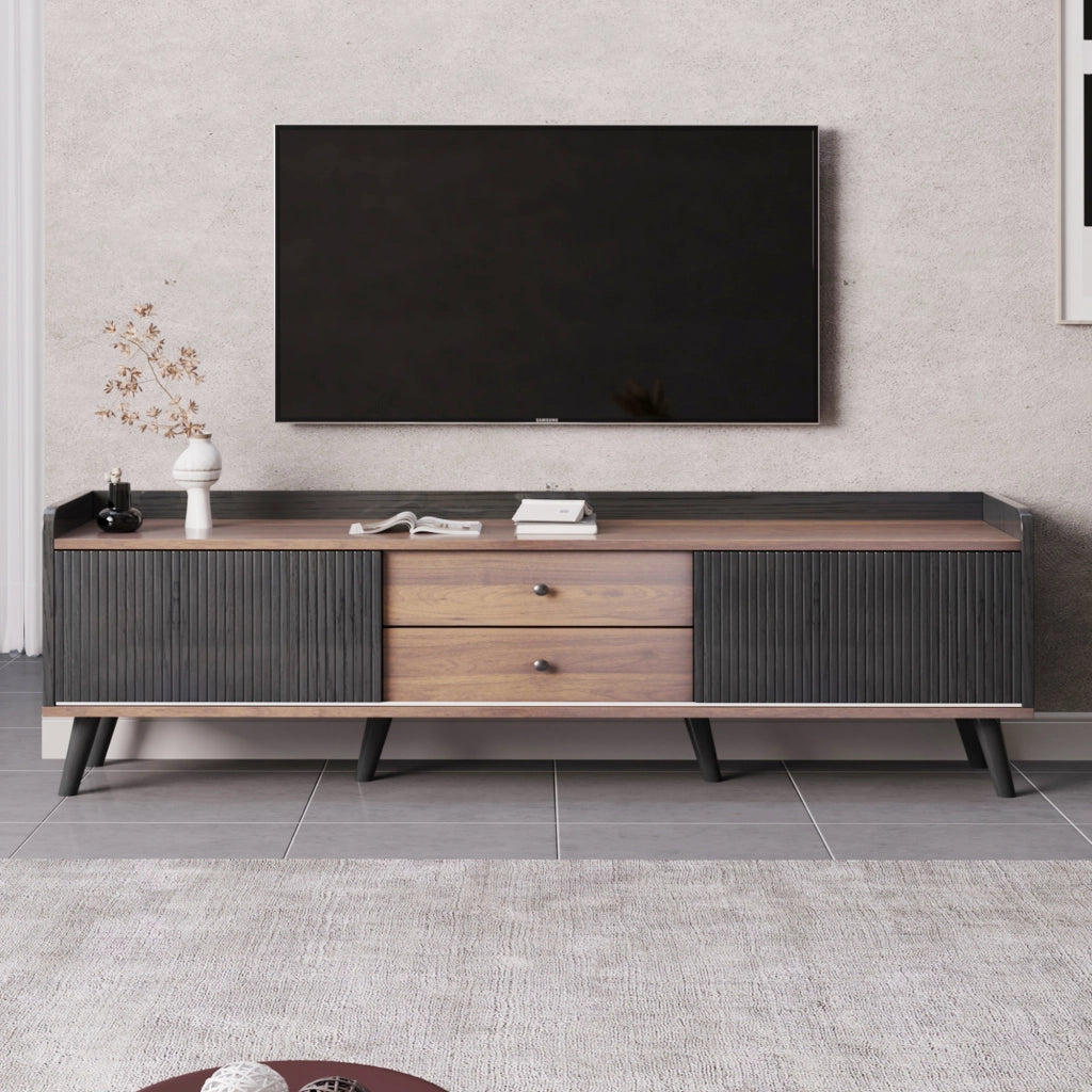 Mobile TV 160x40x58 cm; ante scorrevoli e cassetti; truciolare; nero