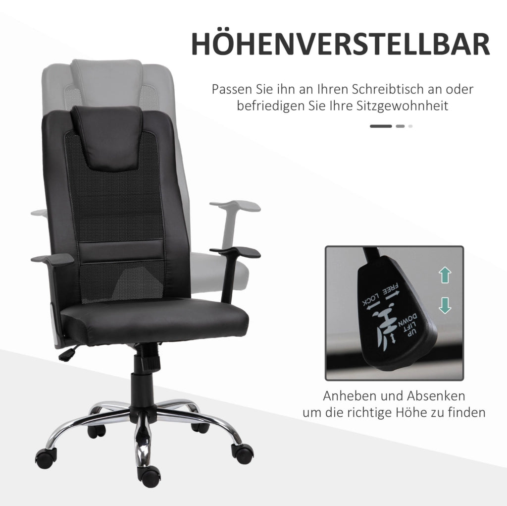 Sedia da ufficio ergonomica nera con funzione oscillante