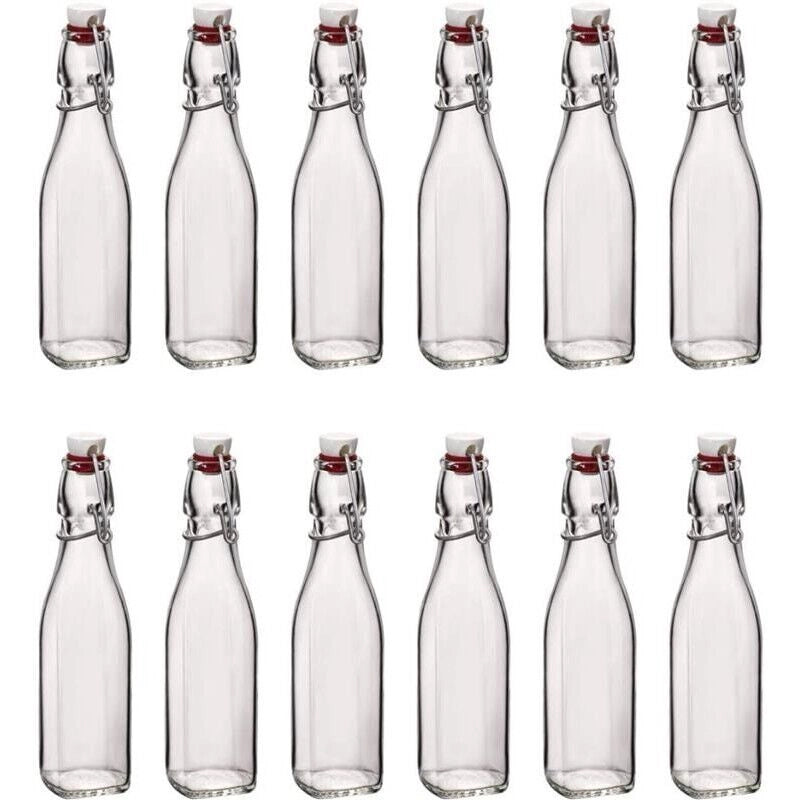 SET 12  BOTTIGLIE IN VETRO SWING CON TAPPO A CHIUSURA ERMETICA 0,250 LT