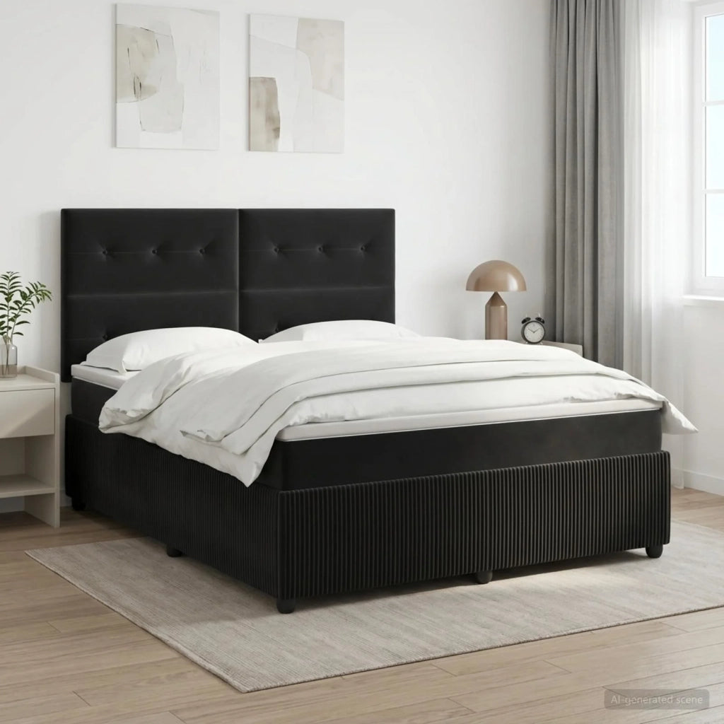Letto box spring con materasso Nero 140 x 200 cm Velluto 3454621