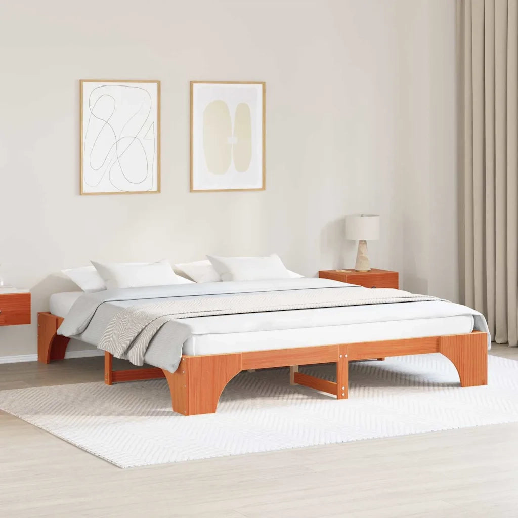 Struttura del letto Marrone cerato 200 x 200 cm Pino massello