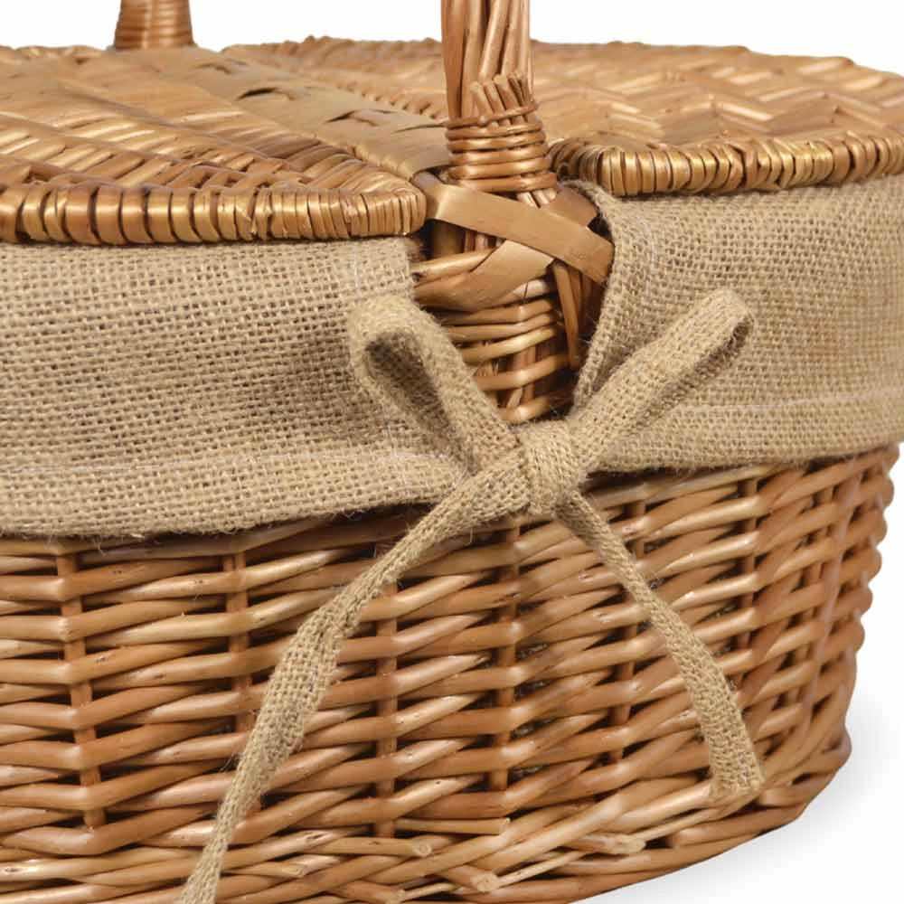 Cesto picnic campagnola Grande in Vimini e Juta con Coperchio cm 50 x 32 x h 42