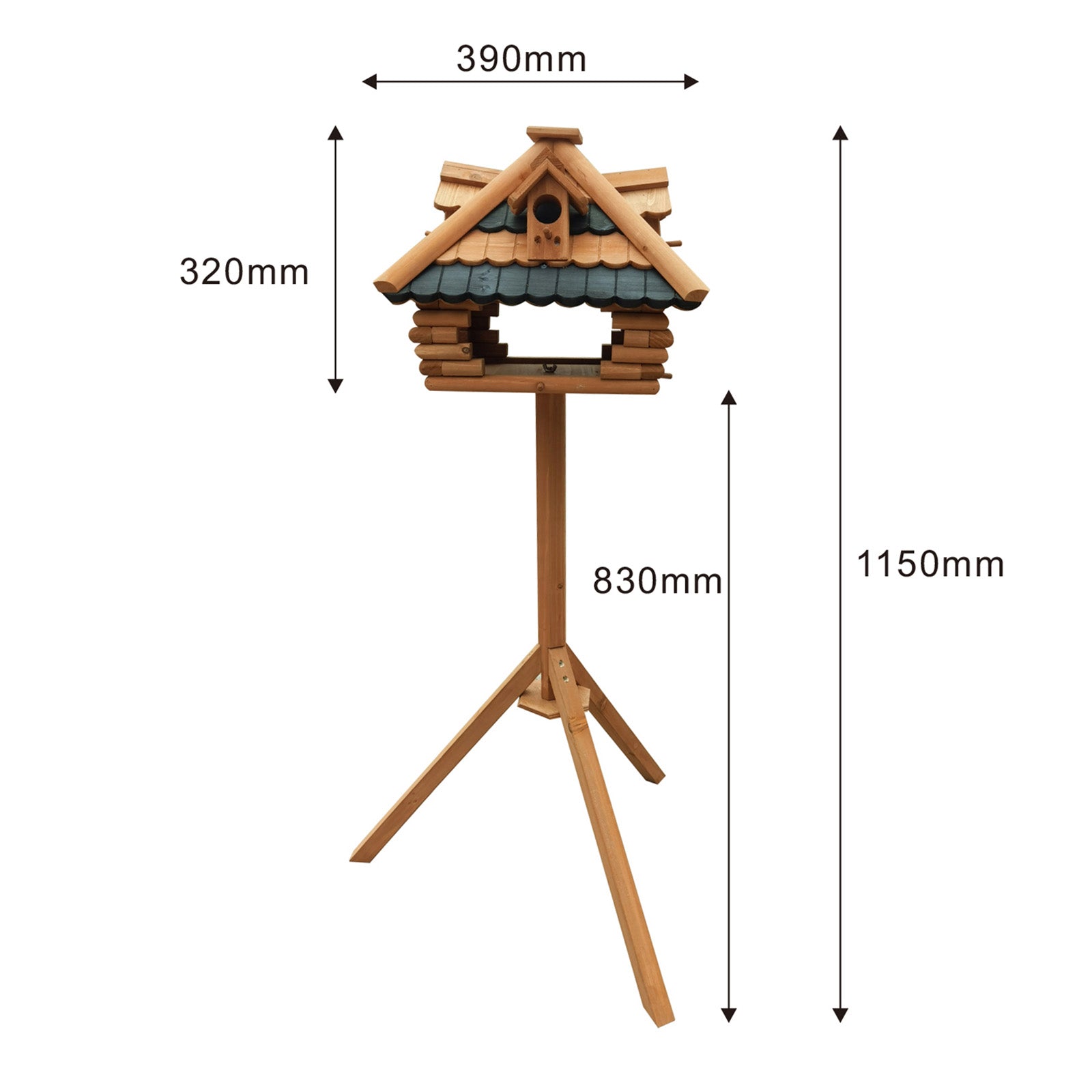 Toboli Mangiatoia per uccelli con supporto in legno di abete 115cm Per uccelli selvatici Con abbaini