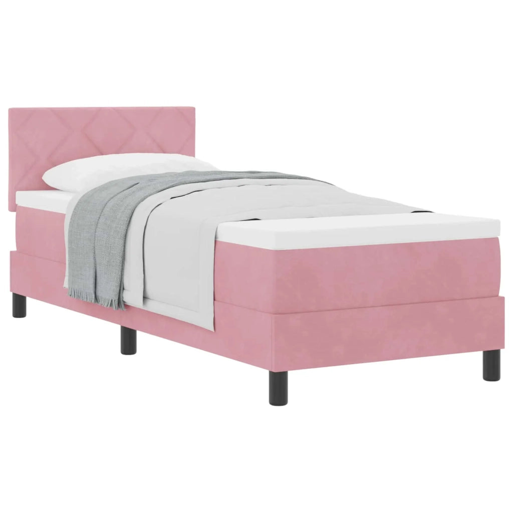 Letto a molle con testiera Rosa 80 x 200 cm Velluto 3339205