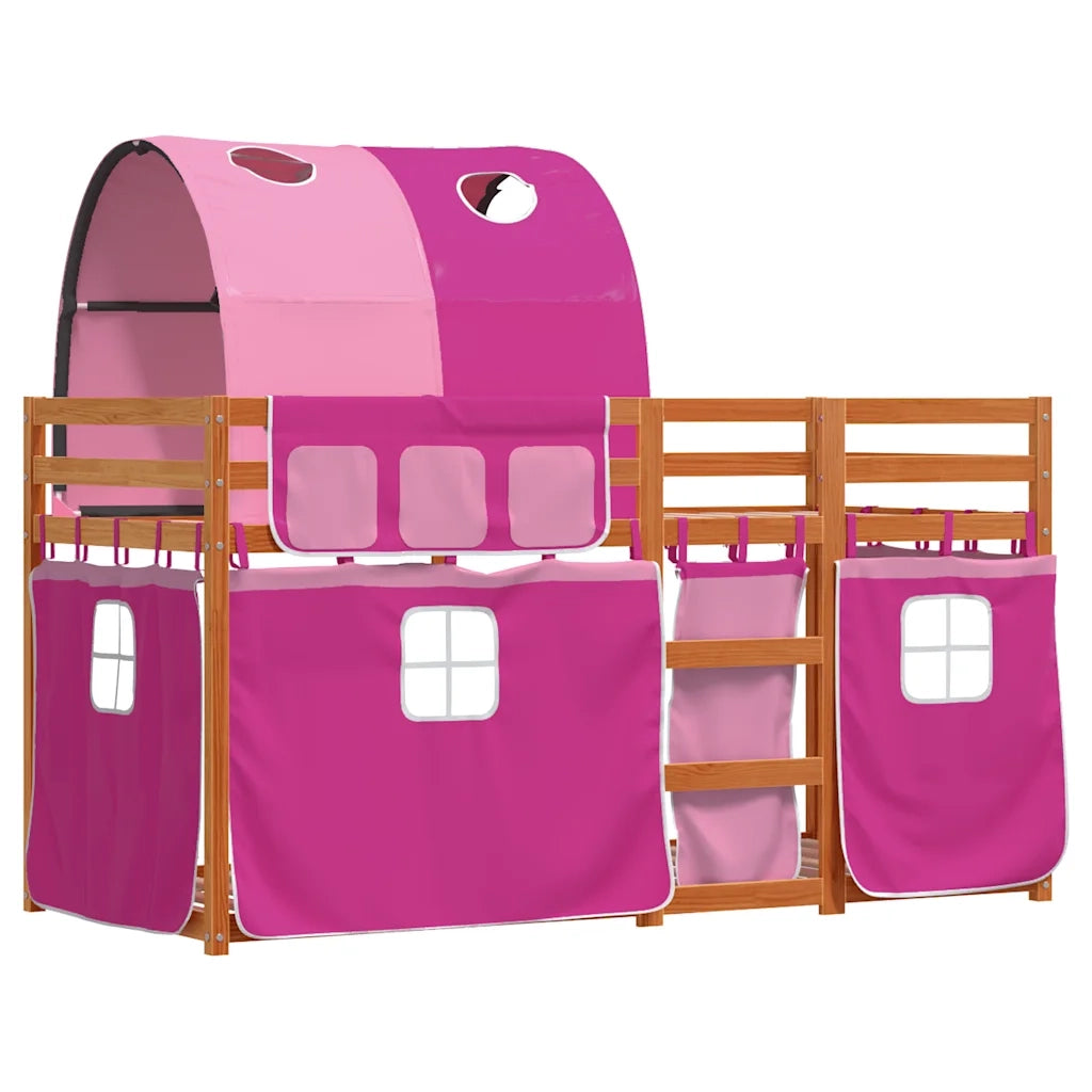 Letto a Castello senza Materasso Rosa 80x200 cm Legno di Pino