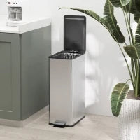 Bidone della spazzatura da cucina 20L, in acciaio inossidabile con coperchio a chiusura morbida, compatto con secchio interno rimovibile