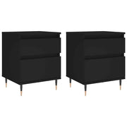 Set di 2 Comodini | Armadio da Notte | Mobiletto da notte Neri 40x35x50 cm in Legno Multistrato