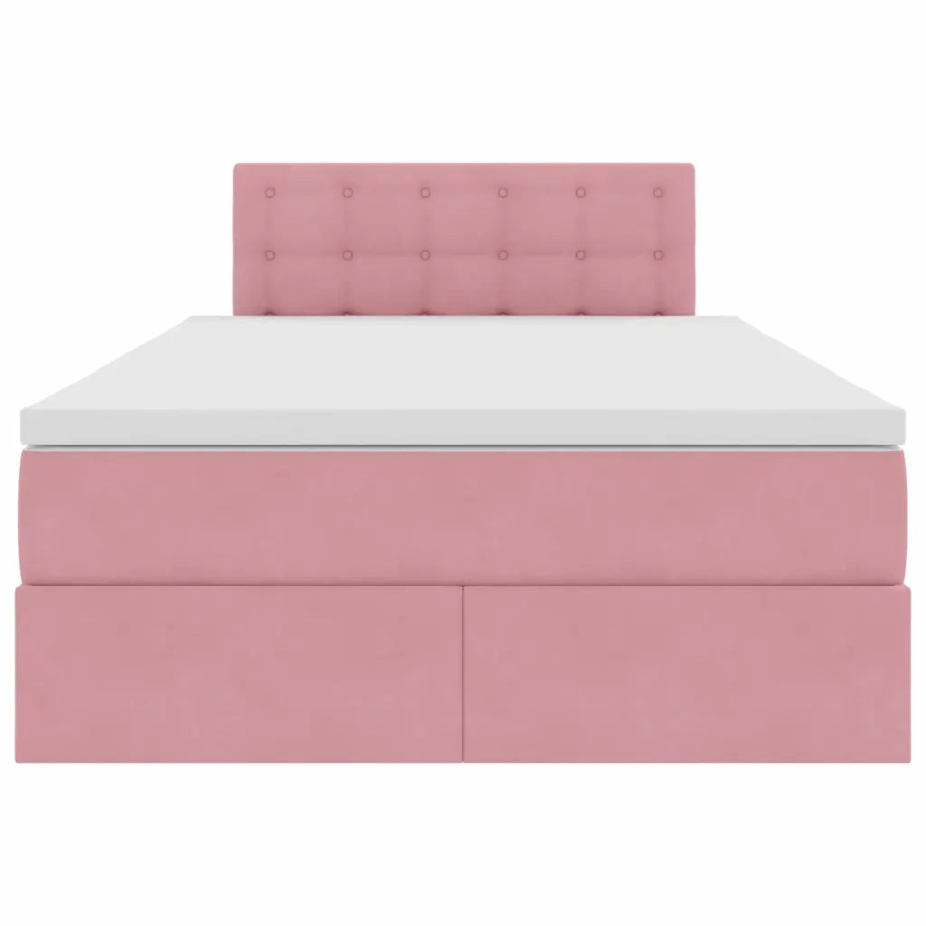 Letto con Contenitore con materasso Rosa 120 x 200 cm Velluto