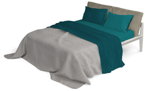 Set Lenzuola Sopra Sotto e Federe Doubleface Verde Petrolio/Verde Bottiglia Singolo