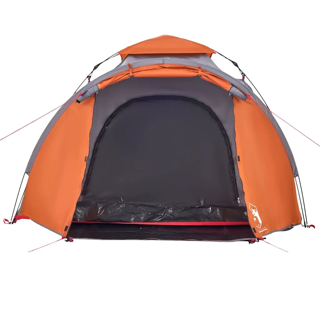Tenda a Cupola 3 Persone-Tenda da campeggio Grigio e Arancione a Rilascio Rapido 742205