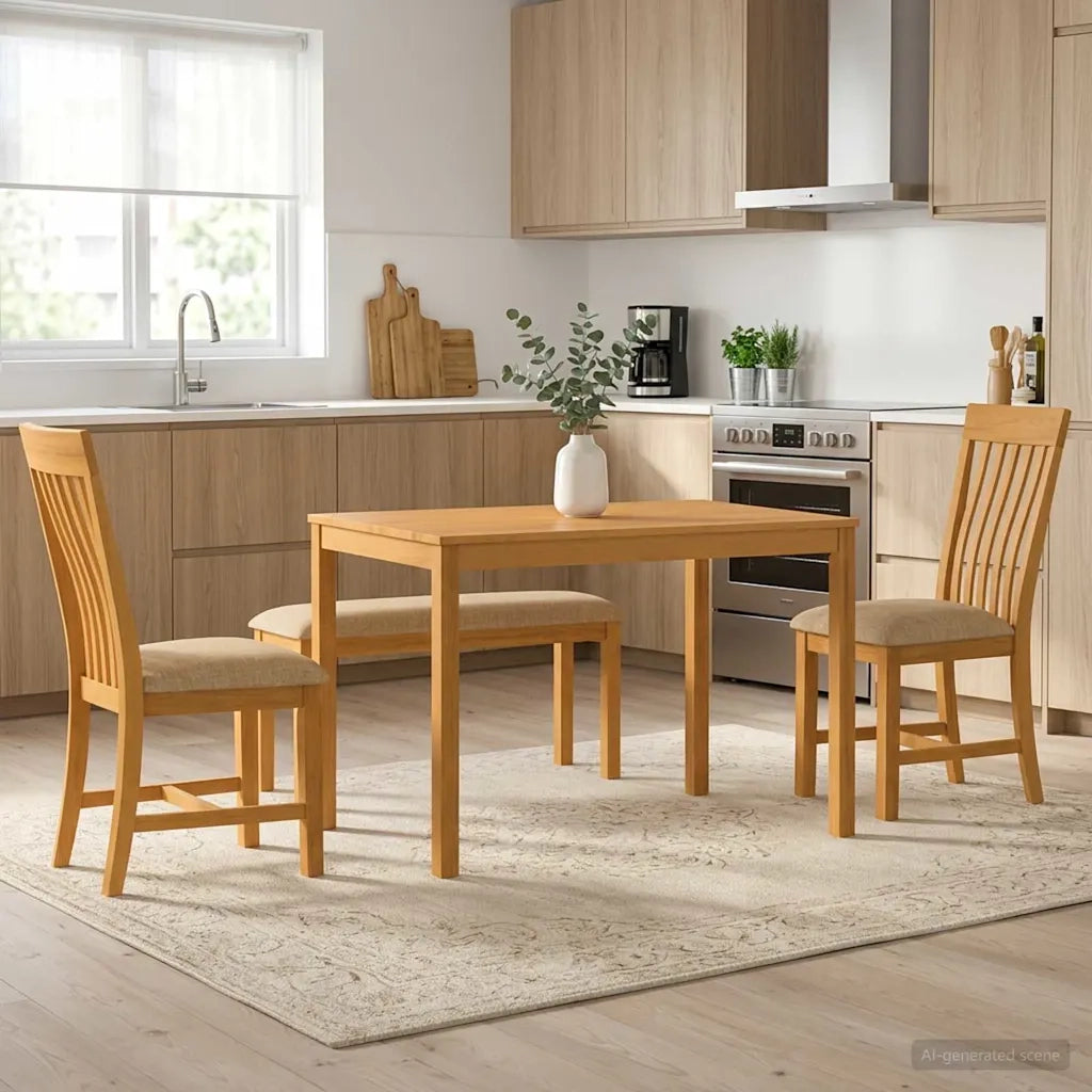Set da pranzo 4 pz Beige Legno di Quercia Massello 3430303