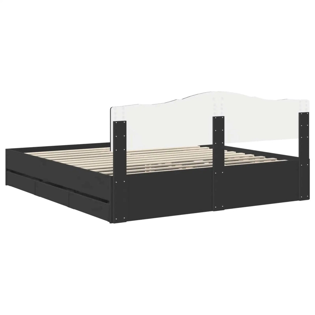Struttura del letto Nero 200 x 200 cm Legno Ingegnerizzato 3412971