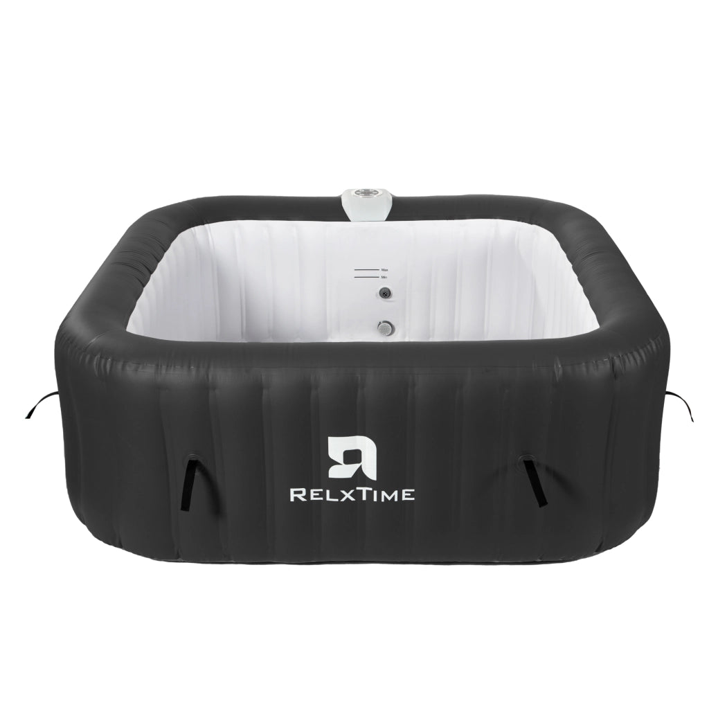 Spa gonfiabile quadrata 6 posti - RELXTIME - 130 getti - Nero - Filtro e copertura inclusi