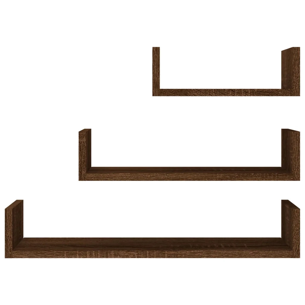 Mensole Espositive Parete 3 pz Rovere Marrone Legno Multistrato 815263