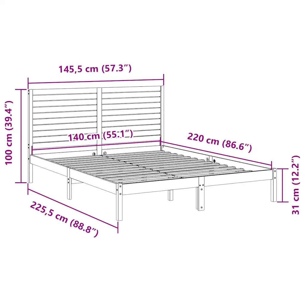Giroletto Extra Lungo senza Materasso Bianco 140x220cm Massello 3309314