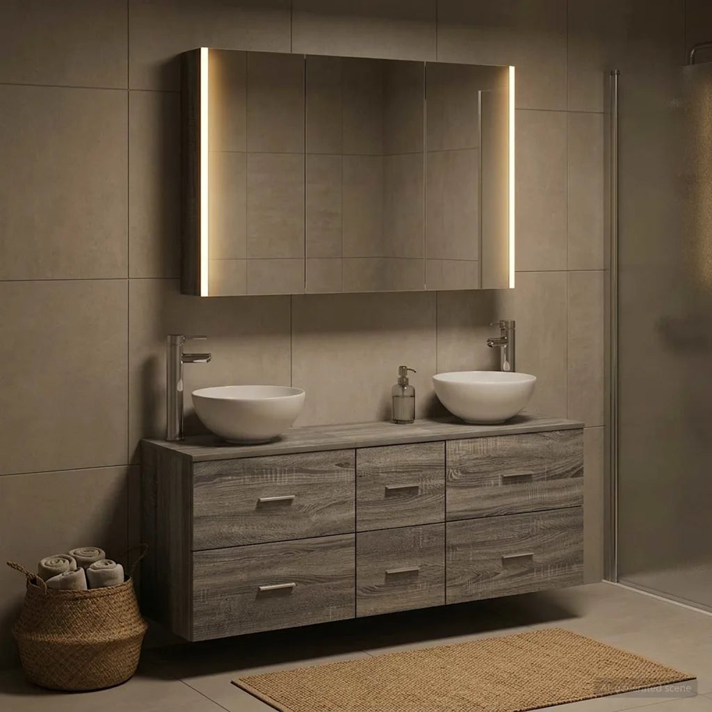 Set di mobili per il bagno 4 pcs Sonoma grigio 3406708