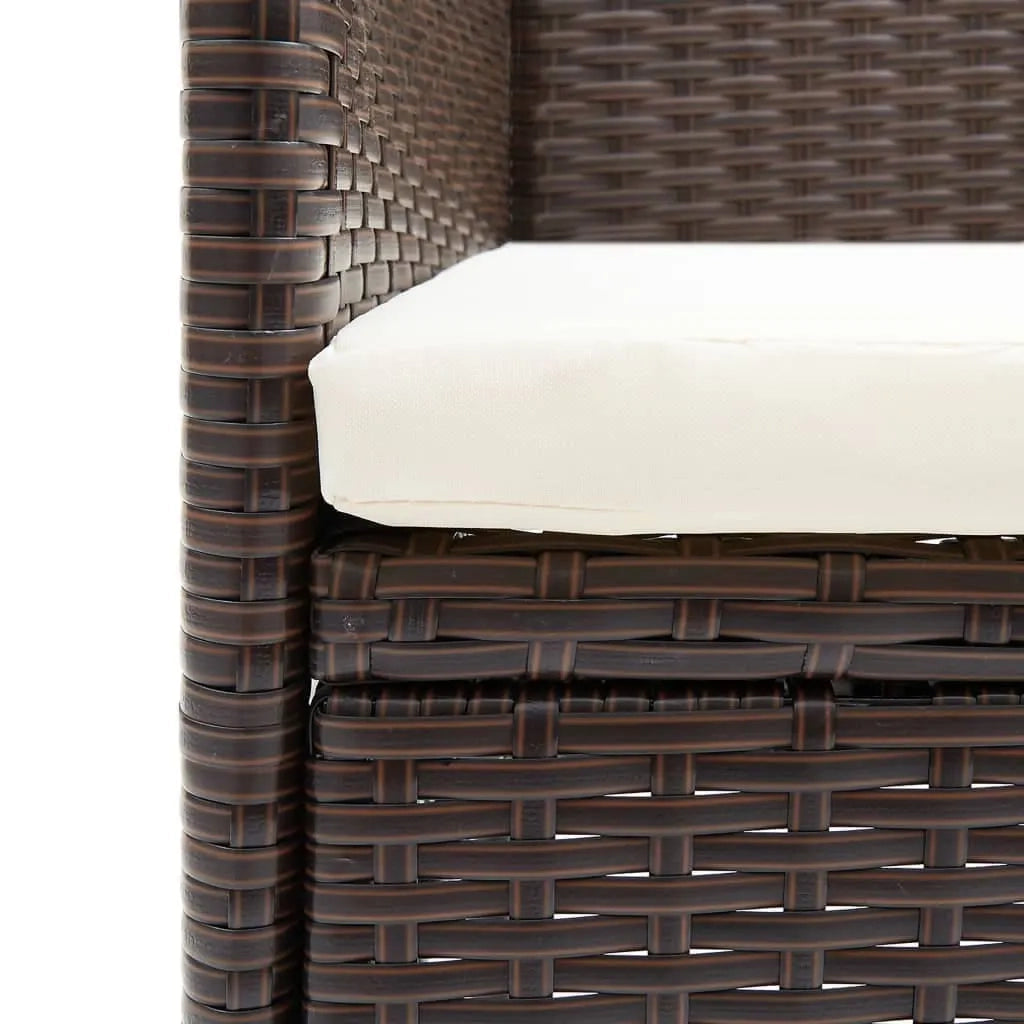 Set Pranzo da Giardino 9 pz con Cuscini in Polyrattan Marrone cod mxl 43452