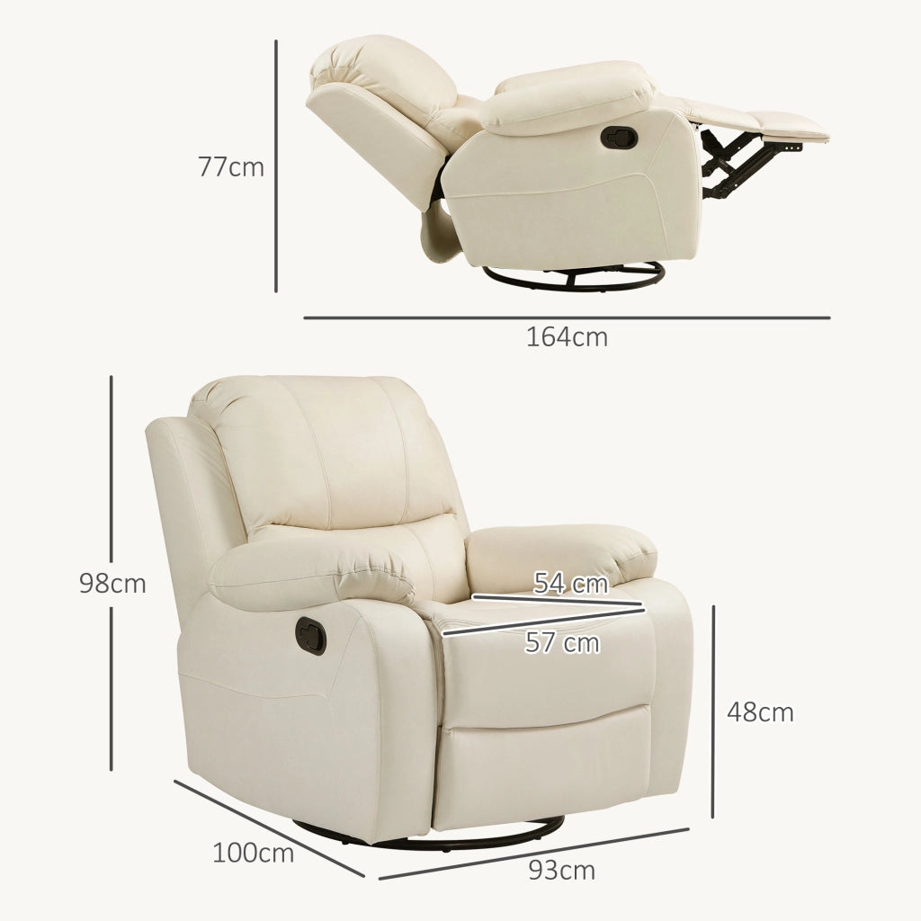 POLTRONA Relax reclinabile 93x100x98 cm Poliestere Crema